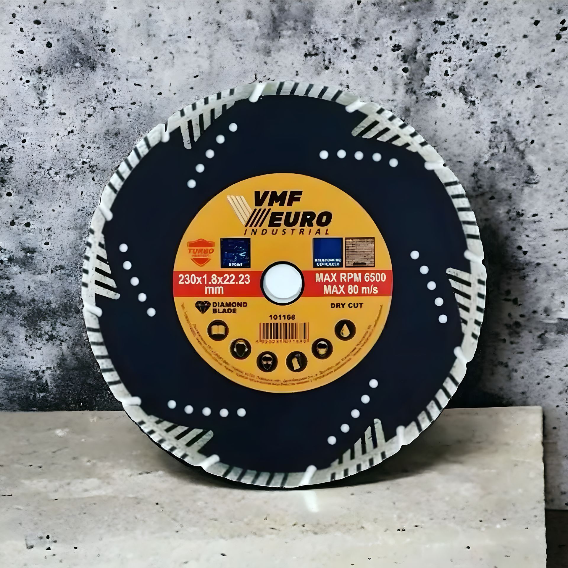 VMF EURO Industrial Диск алмазний відрізний по бетону Turbo Protect 230x22,23mm VMF EURO Industrial Диск алмазний відрізний по бетону Turbo Protect 230x22,23mm