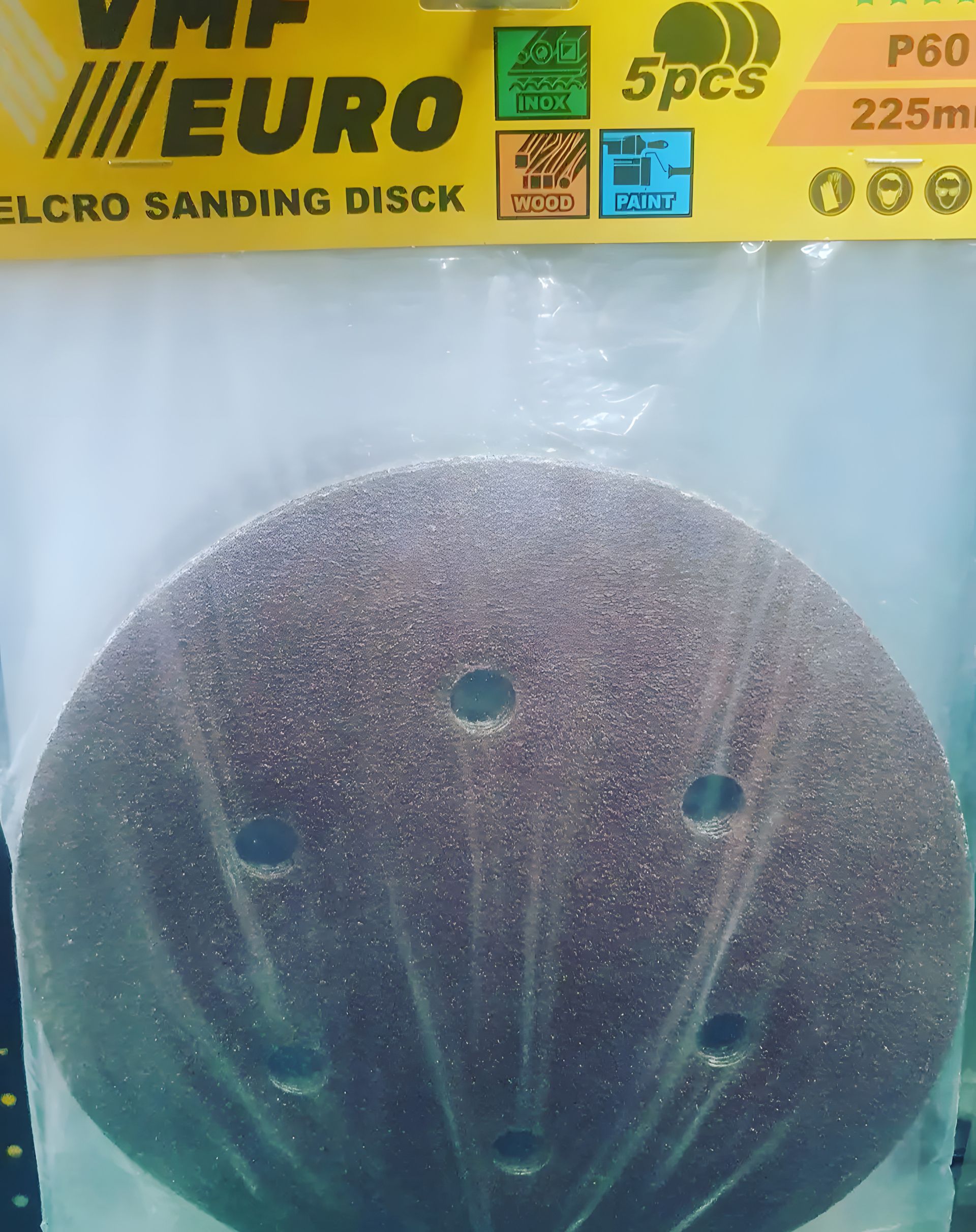 101143 VMF EURO Industrial Шліфувальний диск на липучці з отворами Superior Velcro 225мм. зерно 60 101143 VMF EURO Industrial Шліфувальний диск на липучці з отворами Superior Velcro 225мм. зерно 60