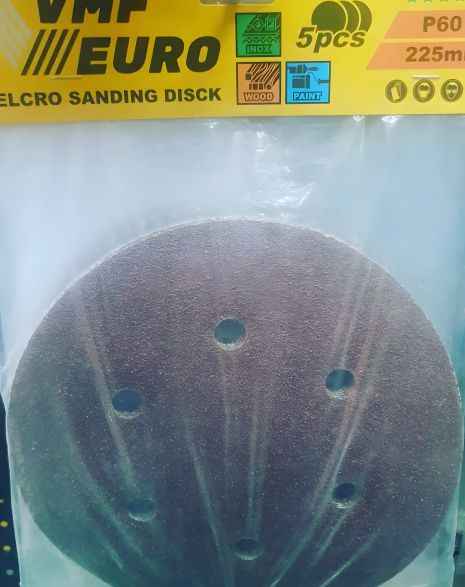 101143 VMF EURO Industrial Шліфувальний диск на липучці з отворами Superior Velcro 225мм. зерно 60