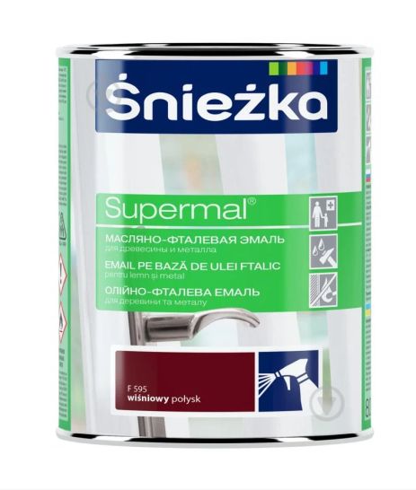 Эмаль Sniezka масляно-фталевая Supermal вишневый глянец 0.8 л