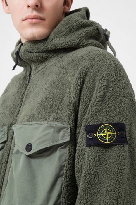 Овершот Stone Island Hooded Fleece Jacket у оливковому кольорі