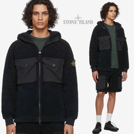 Овершот Stone Island Hooded Fleece Jacket у чорному кольорі