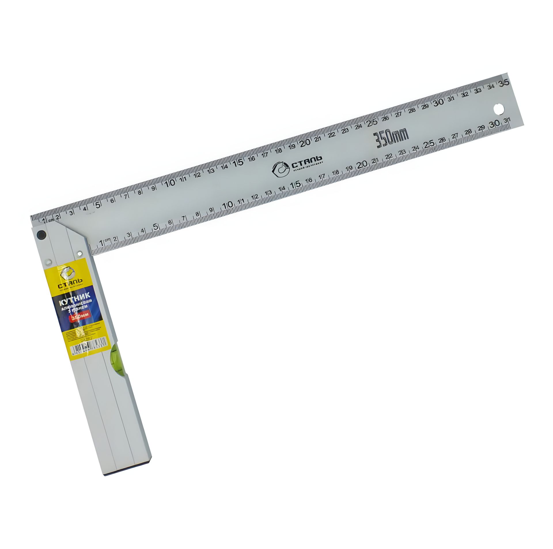 Алюминиевый угольник с уровнем 350 мм Сталь 24262 Алюминиевый угольник с уровнем 350 мм Сталь 24262