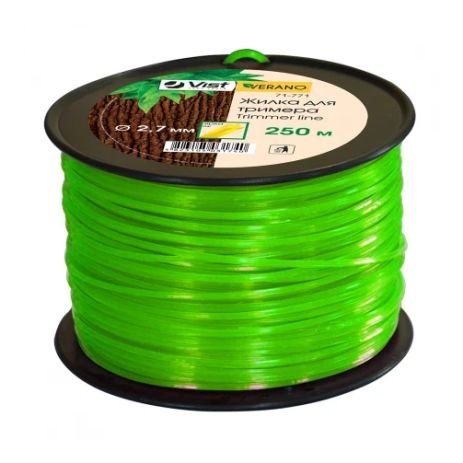 Жилка для тримера, квадрат 250м, 2,7мм, в бобіні VERANO | 71-773