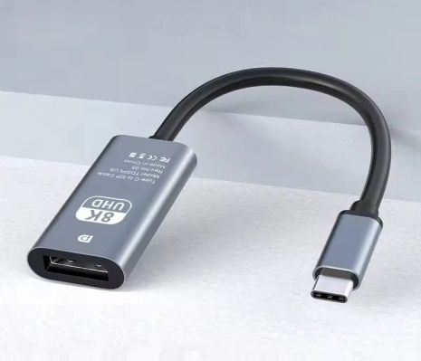 Адаптер 8K 60HZ Type-C M to DisplayPort F (DP F) 0.2m (20cm), переходник, black-grey