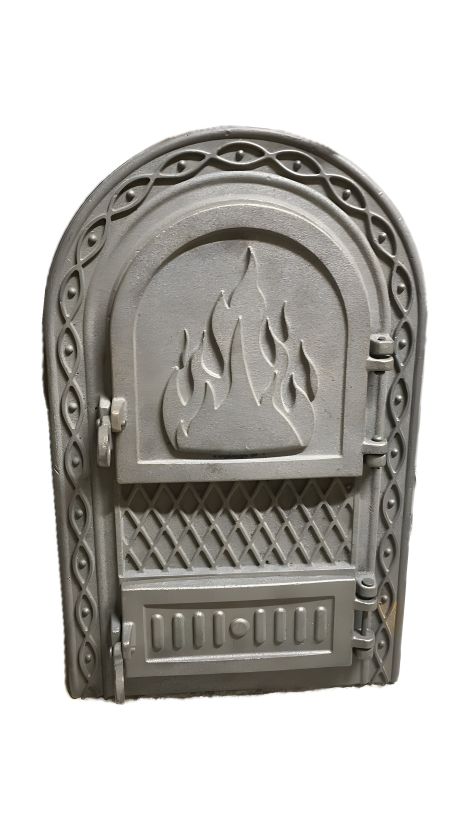 Топочная арковая дверка для камина и печи, чугунная