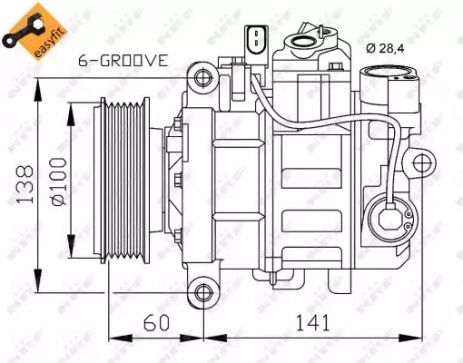 Компрессор кондиционера AUDI A4 2.0D 08-, NRF (32263)