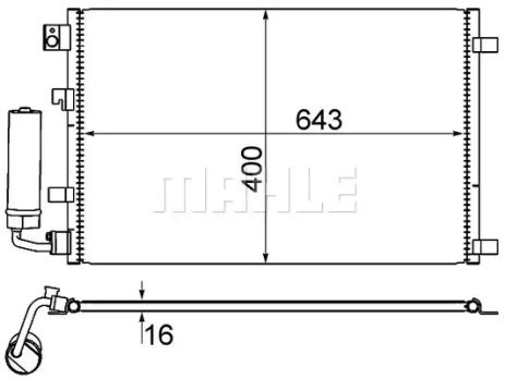 Радиатор кондиционера Qashqai 1.6-2.0 07-13, MAHLE/KNECHT (AC604001S)