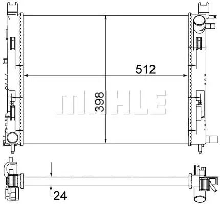 Радиатор охлаждения двигателя Dokker/Logan/Daster/Clio 0.9-1.6 08-, MAHLE/KNECHT (CR2166001S)