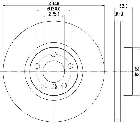 Диск гальмівний передній BMW X5, X6 08-, HELLA PAGID (8DD355117741)