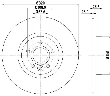 Диск гальмівний передній з покриттям PRO Kuga II 2012, HELLA PAGID (8DD355125151)