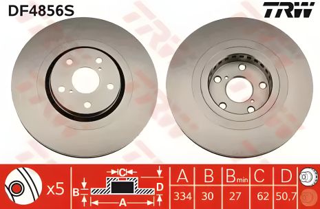 Диск гальмівний LEXUS GS300/430/460 FL 05, TRW (DF4856S) Диск гальмівний LEXUS GS300/430/460 FL 05, TRW (DF4856S)