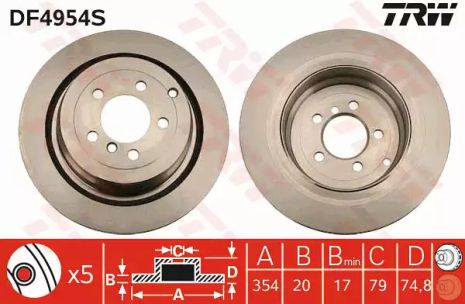 Диск тормозной LAND ROVER Rang Rover R 02, TRW (DF4954S) Диск тормозной LAND ROVER Rang Rover R 02, TRW (DF4954S)