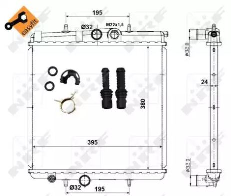 Радіатор охолодження двигуна PEUGEOT 206 98- , NRF (509523)