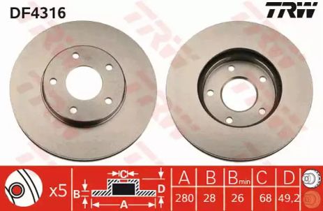 ΠΠΈΡΠΊ ΠΠ°Π»ΡΠΌΡΠ²Π½ΠΈΠΉ NISSAN, ΠΏΠ΅ΡΠ΅Π΄Π½., Π²Π΅Π½Ρ. , TRW (DF4316) ΠΠΈΡΠΊ ΠΠ°Π»ΡΠΌΡΠ²Π½ΠΈΠΉ NISSAN, ΠΏΠ΅ΡΠ΅Π΄Π½., Π²Π΅Π½Ρ. , TRW (DF4316)