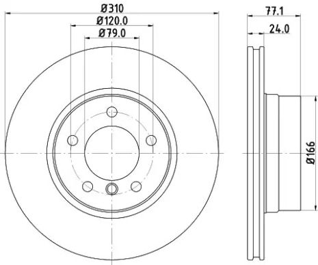 Диск гальмівний передній E60/E61 03-10 Pro, HELLA PAGID (8DD355109901)