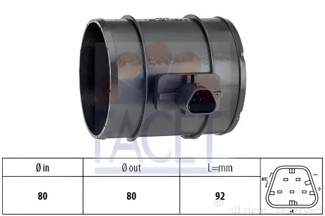 Расходомер воздуха для Cruze/Isignia A/Astra J 2.0CDTi 09-, FACET (101438) Расходомер воздуха для Cruze/Isignia A/Astra J 2.0CDTi 09-, FACET (101438)