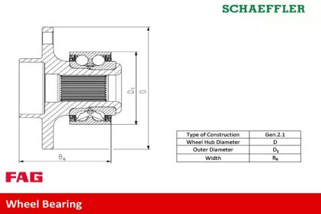 Комплект подшипника ступицы колеса FORD (CHANGAN), FORD FOCUS, FORD C-MAX, FAG (713678790)