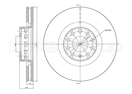Передній гальмівний диск для A8/A6/Phaeton 96-10, CIFAM (800737C)