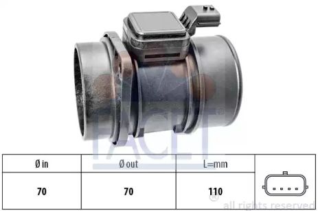 Витратомір повітря Trafic 2.0 dCi 06-/Kangoo 1.5 dCi 09-/Logan 1.5 dCi 10-, FACET (101454)
