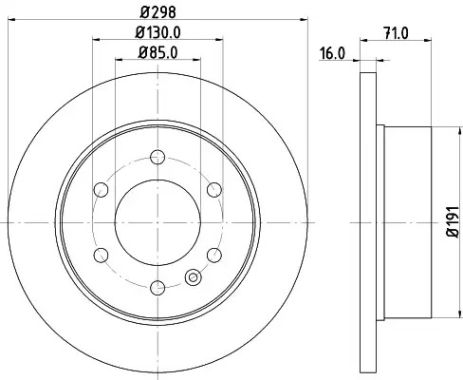 Диск тормозной задний Sprinter/Crafter 06- (3.0-3.5t) 298mm, HELLA PAGID (8DD355117641)