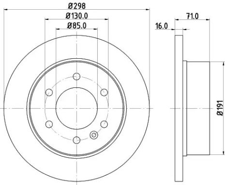 Диск гальмівний задній Sprinter/Crafter 06- (3.0-3.5t) 298mm, HELLA PAGID (8DD355117641)