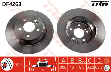 Гальмівний диск (1 шт.) MERCEDES E200/E220/E240/E270/E280/E320/E350, TRW (DF4263)