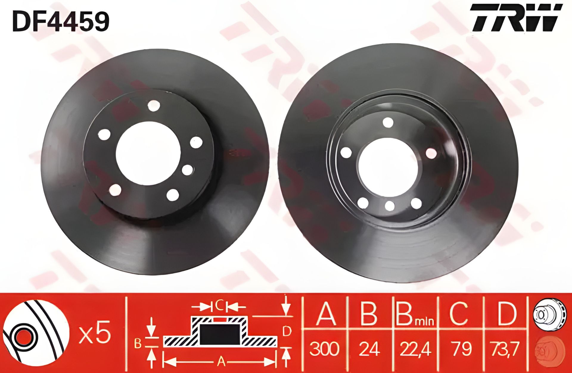 Диск гальмівний (1 шт.) BMW 1(81,87,88)/3(90-94) F D=300mm 05, TRW (DF4459) Диск гальмівний (1 шт.) BMW 1(81,87,88)/3(90-94) F D=300mm 05, TRW (DF4459)