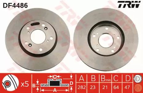 Диск тормозной HONDA CIVIC передн., вент. TRW (DF4486)