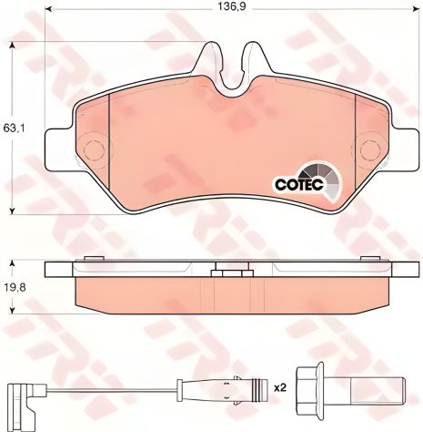 Диск. торм. колодка MB SPRINTER задн., TRW (GDB1697) Диск. торм. колодка MB SPRINTER задн., TRW (GDB1697)