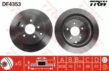 Диск тормозной (1 шт.) NISSAN Murano 3,5 R 05, TRW (DF4353) Диск тормозной (1 шт.) NISSAN Murano 3,5 R 05, TRW (DF4353)