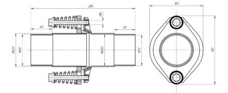 Ремонтные фланцы выхлопной системы 60/63,50 мм CBD (DCU6063) демпферное соединение/к-т