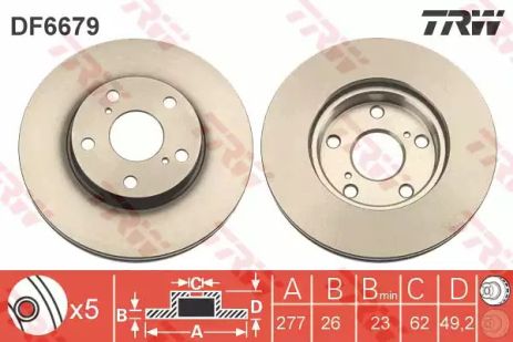 ΠΠΈΡΠΊ ΡΠΎΡΠΌΠΎΠ·Π½ΠΎΠΉ (1 ΡΡ.) Toyota Auris/Corolla FD=277mm 13, TRW (DF6679) ΠΠΈΡΠΊ ΡΠΎΡΠΌΠΎΠ·Π½ΠΎΠΉ (1 ΡΡ.) Toyota Auris/Corolla FD=277mm 13, TRW (DF6679)