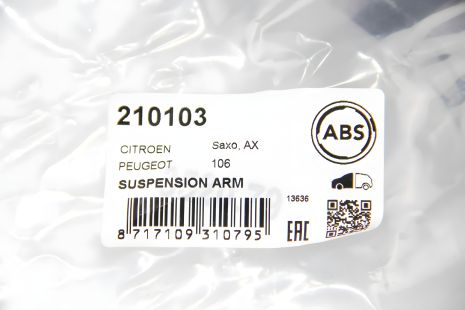 Передній важіль (нижній) Citroen Saxo/Peugeot 106 86- Л., A.B.S. (210103)