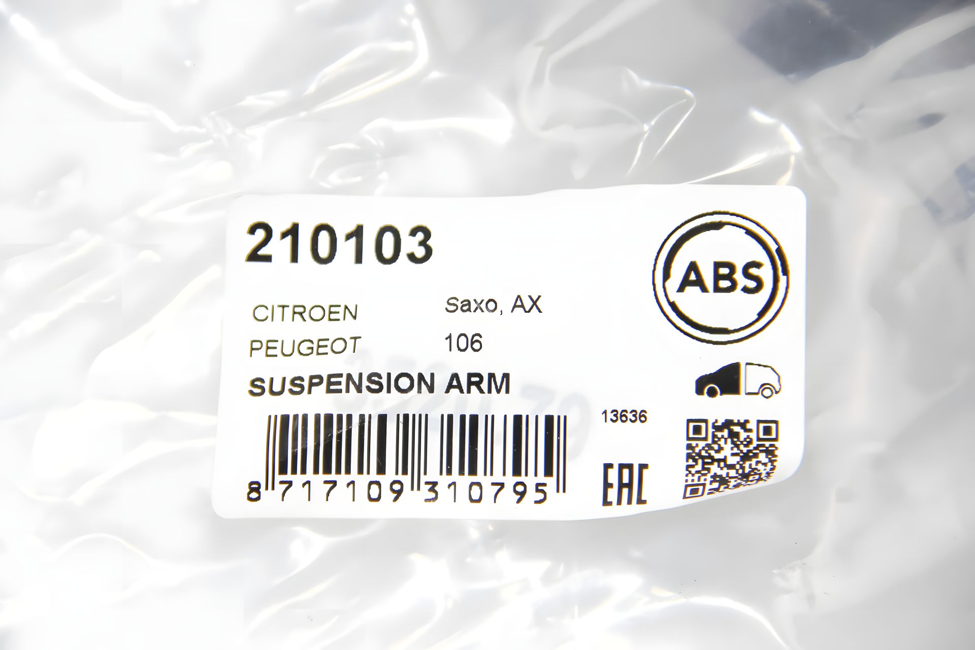 Передній важіль (нижній) Citroen Saxo/Peugeot 106 86- Л., A.B.S. (210103) Передній важіль (нижній) Citroen Saxo/Peugeot 106 86- Л., A.B.S. (210103)