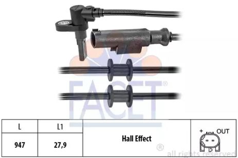 Датчик ABS SPRINTER (906)/VW CRAFTER 06- перед Л/Пр 890 mm, FACET (210203)