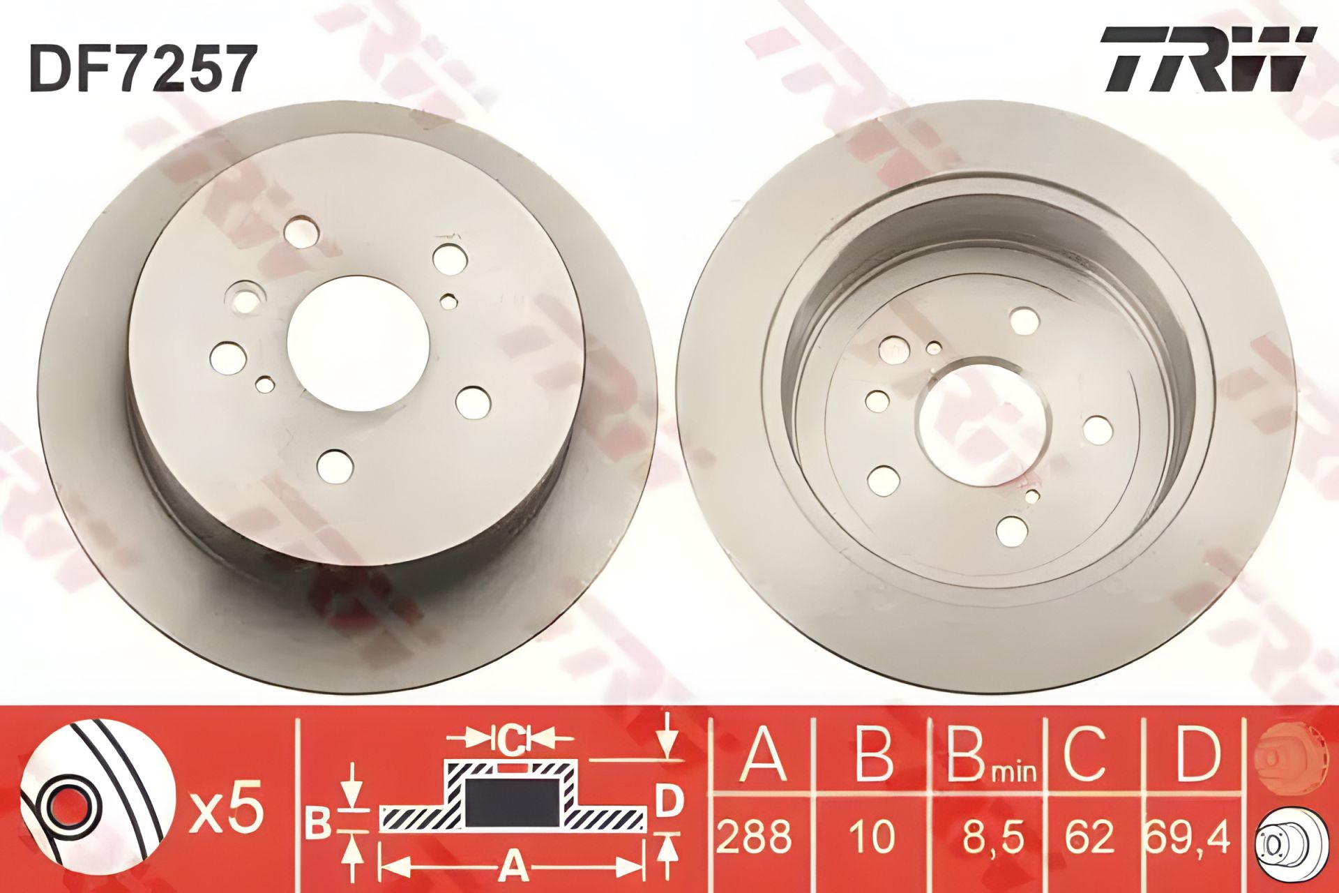 Диск Гальмівний LEXU RX 350 03- задн. , TRW (DF7257) - ефективне гальмування Диск Гальмівний LEXU RX 350 03- задн. , TRW (DF7257) - ефективне гальмування