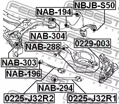 Сайлентблок задней балки Infiniti G/FX 35/FX 45, FEBEST (NAB303)
