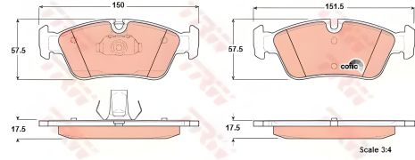 Гальмівні колодки дискові BMW 316i/316i Compact/316i Coupe/316i Touring/318d/318d Compact/318d Tour, TRW (GDB1 Гальмівні колодки дискові BMW 316i/316i Compact/316i Coupe/316i Touring/318d/318d Compact/318d Tour, TRW (GDB1