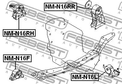 Подушка двигателя Almera 00-06 Пр., FEBEST (NMN16RH)