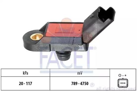 Датчик тиску повітря Citroen C4/C5/Peugeot 206/307/406/407 1.8-3.0 i 00-, FACET (103056)