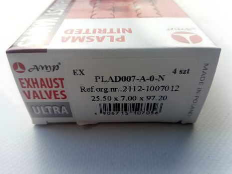 Клапана для ВАЗ 2112, AMP азотированные (PLAD007) комплект выпускных клапанов (2112-1007012)