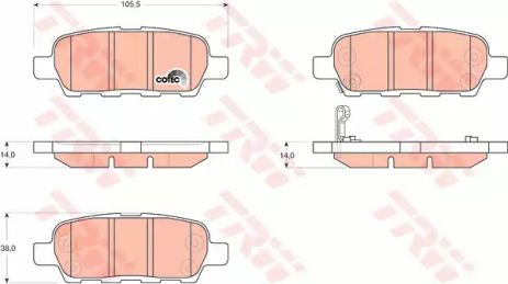 Колодка торм. диск. INFINITI FX, NISSAN X-TRAIL (T30) задн., TRW (GDB3294)