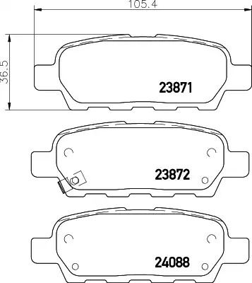 Колодки задні гальмівні, INFINITI HELLA PAGID (8DB355010241)