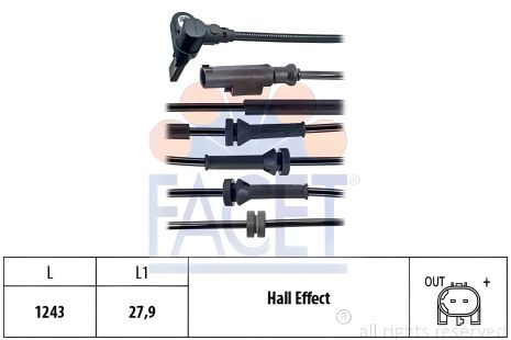 ABS сенсор для Fiat 500X 14- / Jeep Renegade 14-, FACET (210184)