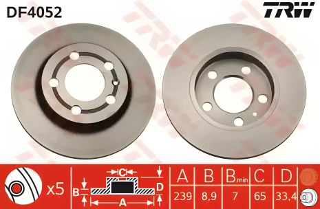 Диск гальмівний (1 шт.) AUDI - SKODA - VOLKSWAGEN A3 Quattro/TT Quattro/Octavia/Bora/B, TRW (DF4052) Диск гальмівний (1 шт.) AUDI - SKODA - VOLKSWAGEN A3 Quattro/TT Quattro/Octavia/Bora/B, TRW (DF4052)