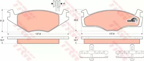 Колодки передние тормозные VAG, TRW (GDB454) (1S0698151C)