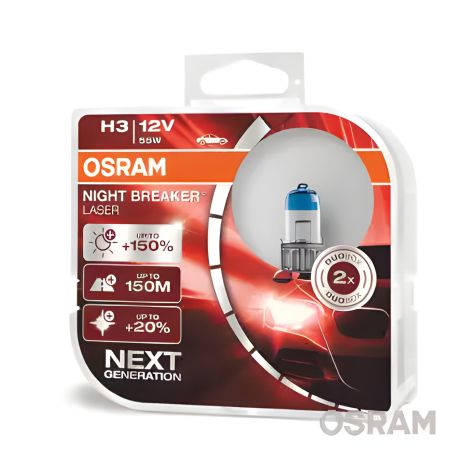 Фарна лампа H3 12V 55W PК22s NIGHT BREAKER LASER next generation (+150) компл., OSRAM (64151NLHCB)