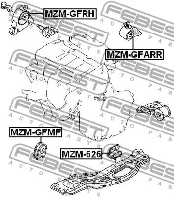 Подушка двигателя (передняя) Mazda 626 97-02, FEBEST (MZMGFMF)