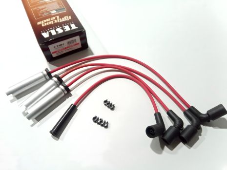 Провода зажигания для Lanos 1.5, TESLA (T738J) силикон (с метал. након.) RED LINE (96305387)